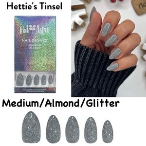 Hettie's Tinsel Silver Glitter Almond Press-On Nails